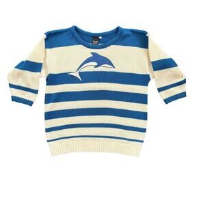 VINTAGE BEACH STYLE STRIPED COTTON SWEATER SIZE M/L